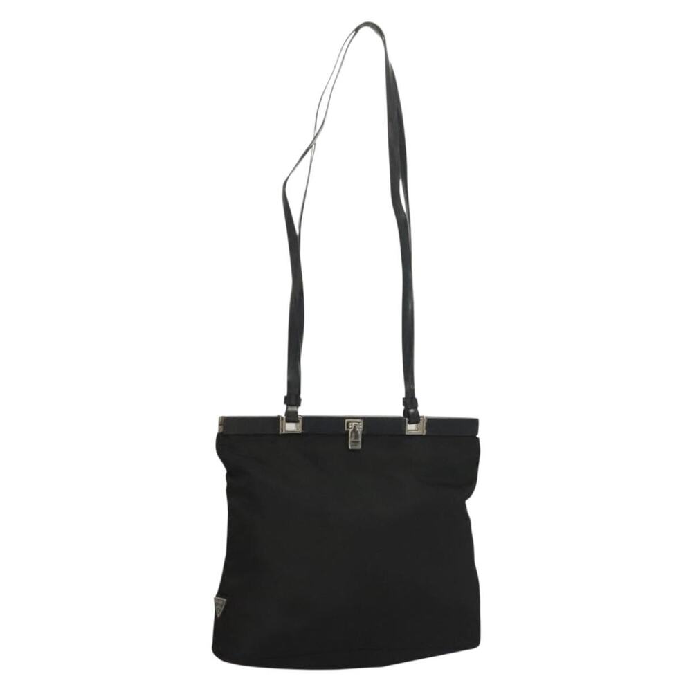 PRADA Shoulder Bag Nylon Black Silver